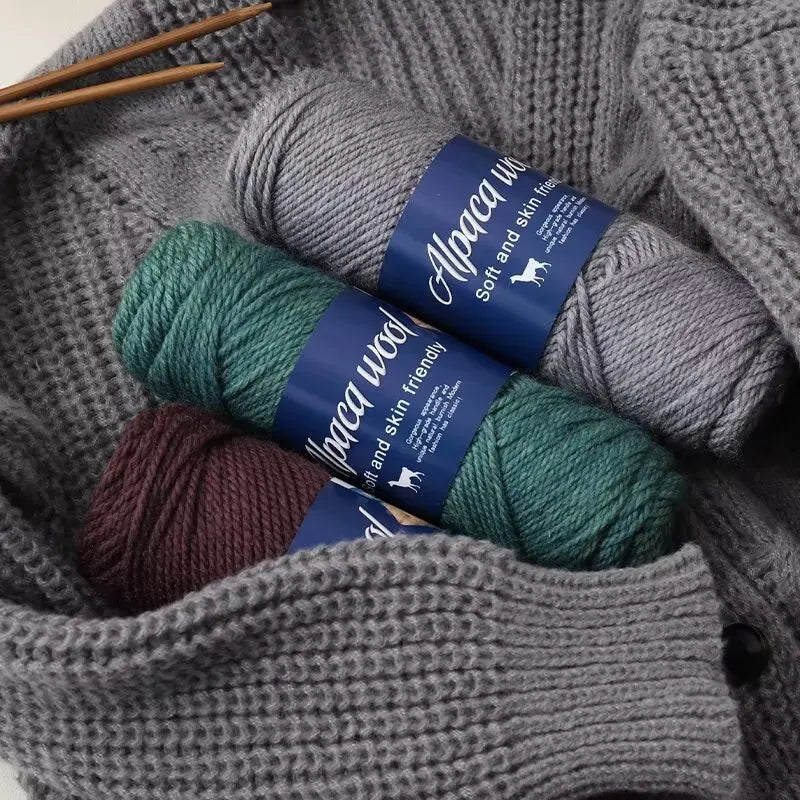 Fil de laine d'alpaga 500g, fil grossier, tissé à la main pour fabriquer des pulls chauds et à la mode, coupe-vent, vestes, foulards, chapeaux, fils