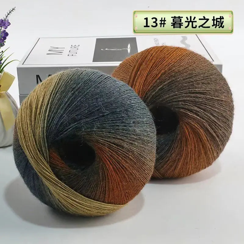 Fil de laine arc-en-ciel 200 g/ensemble, pour tricoter, châles, écharpes, pulls, vestes, chapeaux, bricolage, fil de teinture à Segment doux et confortable