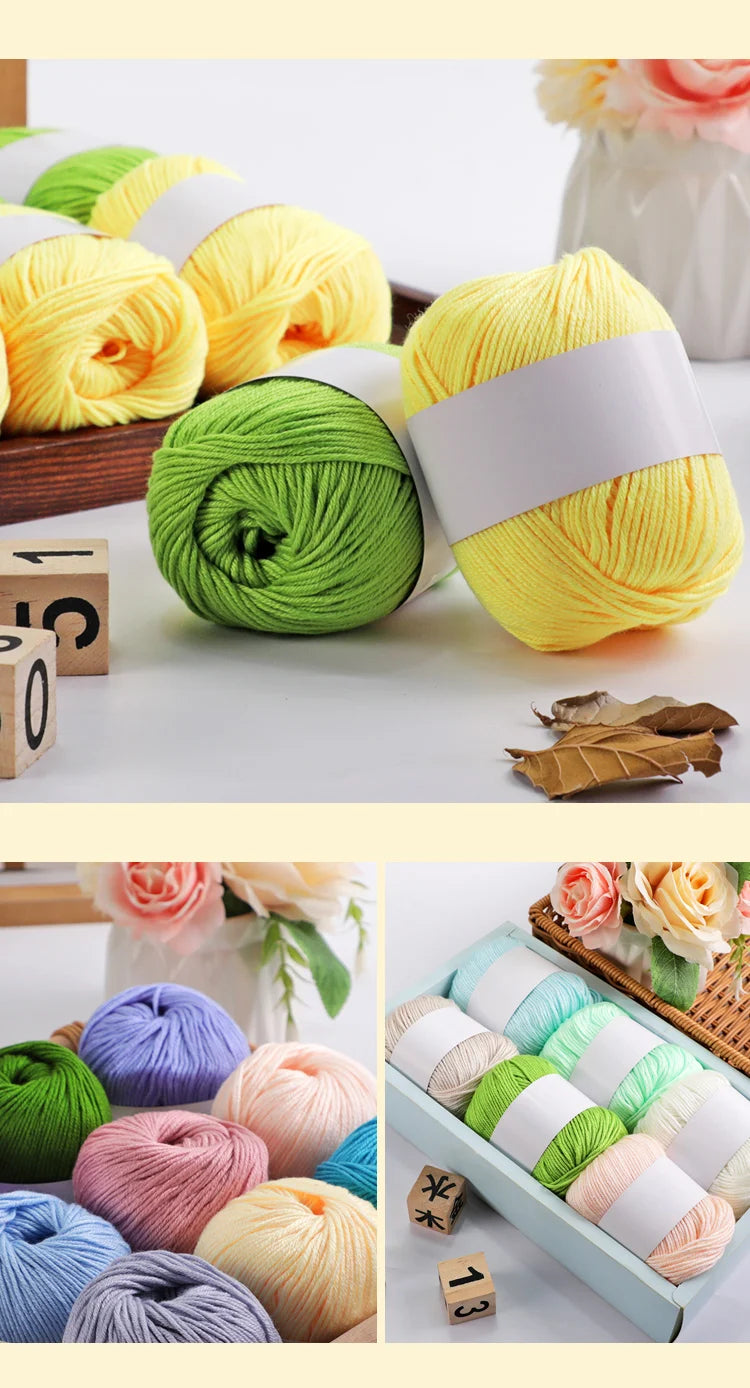 Fil de mélange de soie de luxe 6 pièces/ensemble, 50g chacun, fil à tricoter doux adapté aux pulls, couvertures et écharpes pour bébé, plusieurs couleurs
