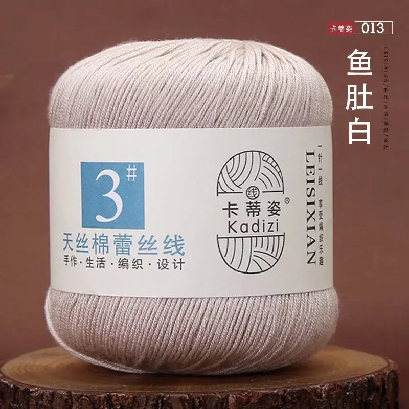 Fils de dentelle en coton mercerisé, fils de dentelle au crochet, broderie à la main, artisanat d'art, couvertures de bricolage, écharpe et pull, taille 3, # 100%