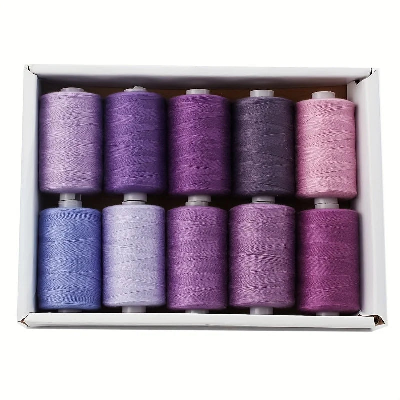 Fil à coudre - 10 fils en polyester pour machine à coudre, quilting et à coudre à la main - Ensemble de 1000 yds par bobine