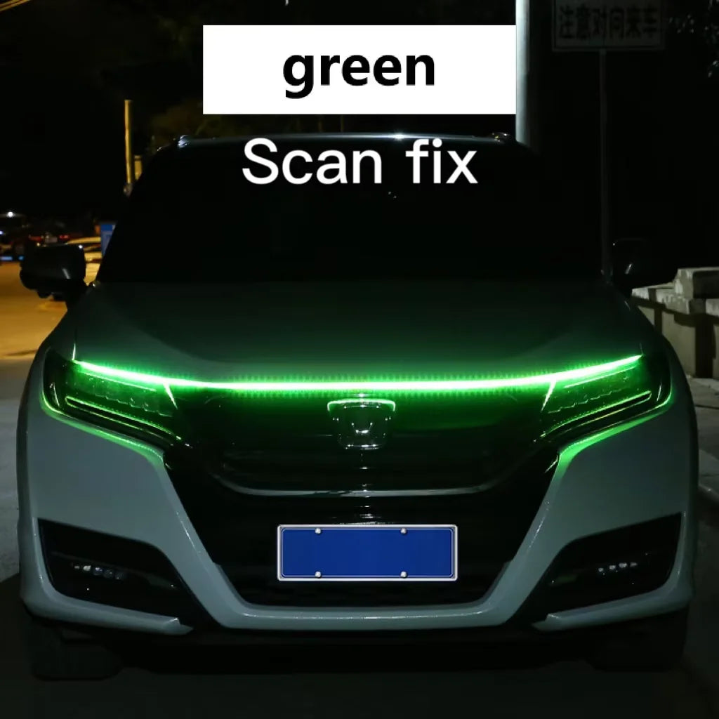LED feux de jour balayage démarrage capot de voiture lumières décoratives DRL Auto moteur capot Guide lampe d'ambiance décorative 12V blanc