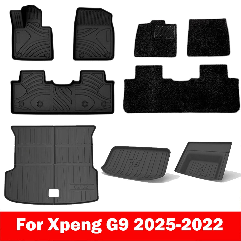 Tapis de sol et doublure de chargement en TPE pour Xpeng G9 2022 – 2024, doublures de sol toutes saisons, tapis de coffre en TPE, tampon étanche robuste LHD