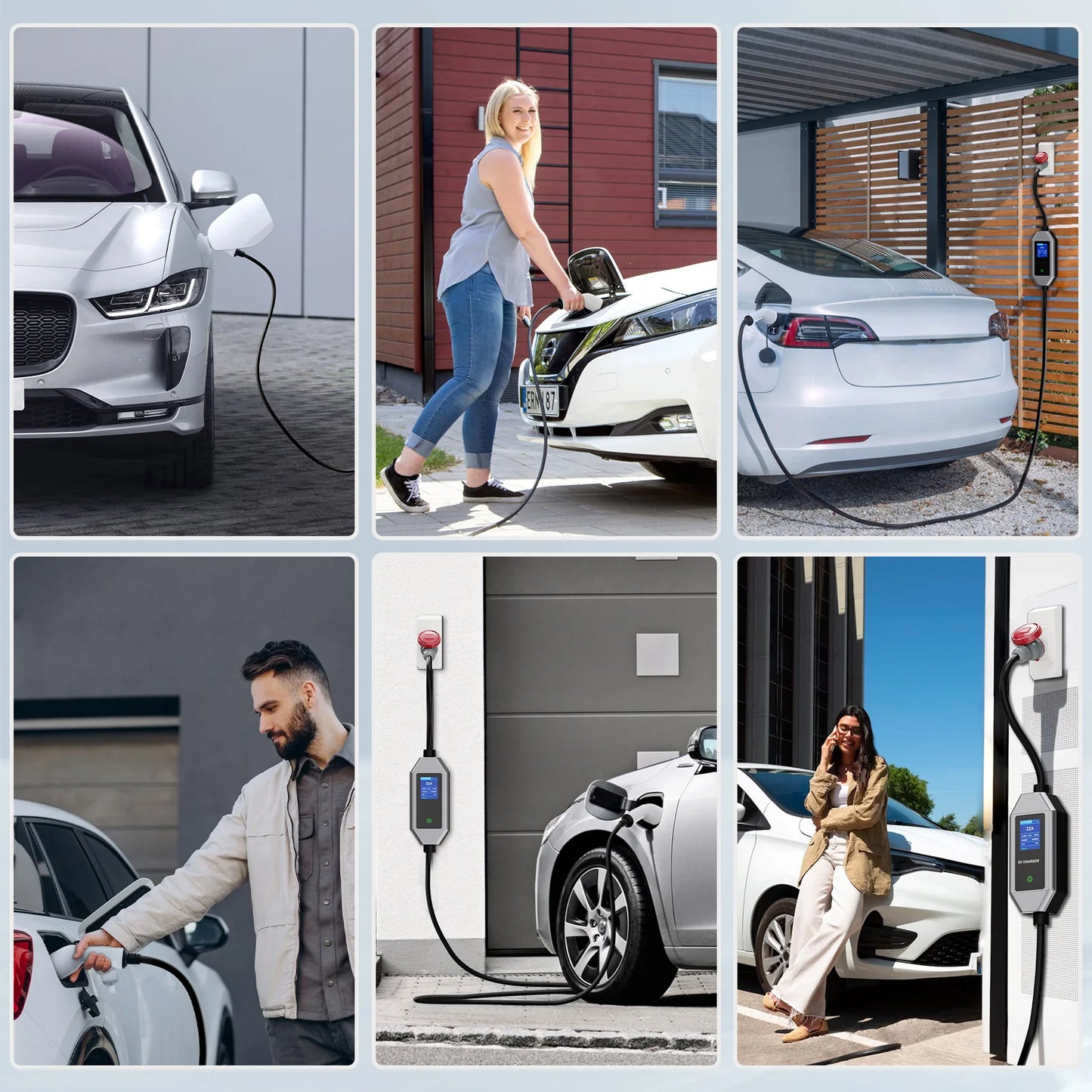 شاحن سيارات كهربائية محمول AFYEEV 22KW 32A 3 مراحل من النوع 2، مع تحكم عبر تطبيق Wi-Fi، صندوق شحن EVSE، محطة شحن لمركبات السيارات الكهربائية