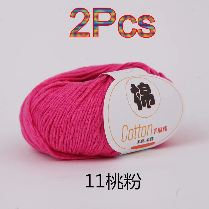 Fil à tricoter doux 100% coton, 2 pièces, fil au Crochet pour tricot, pull, couverture, gants, chapeau, écharpe, crochet, sac amigurumi, pantoufle