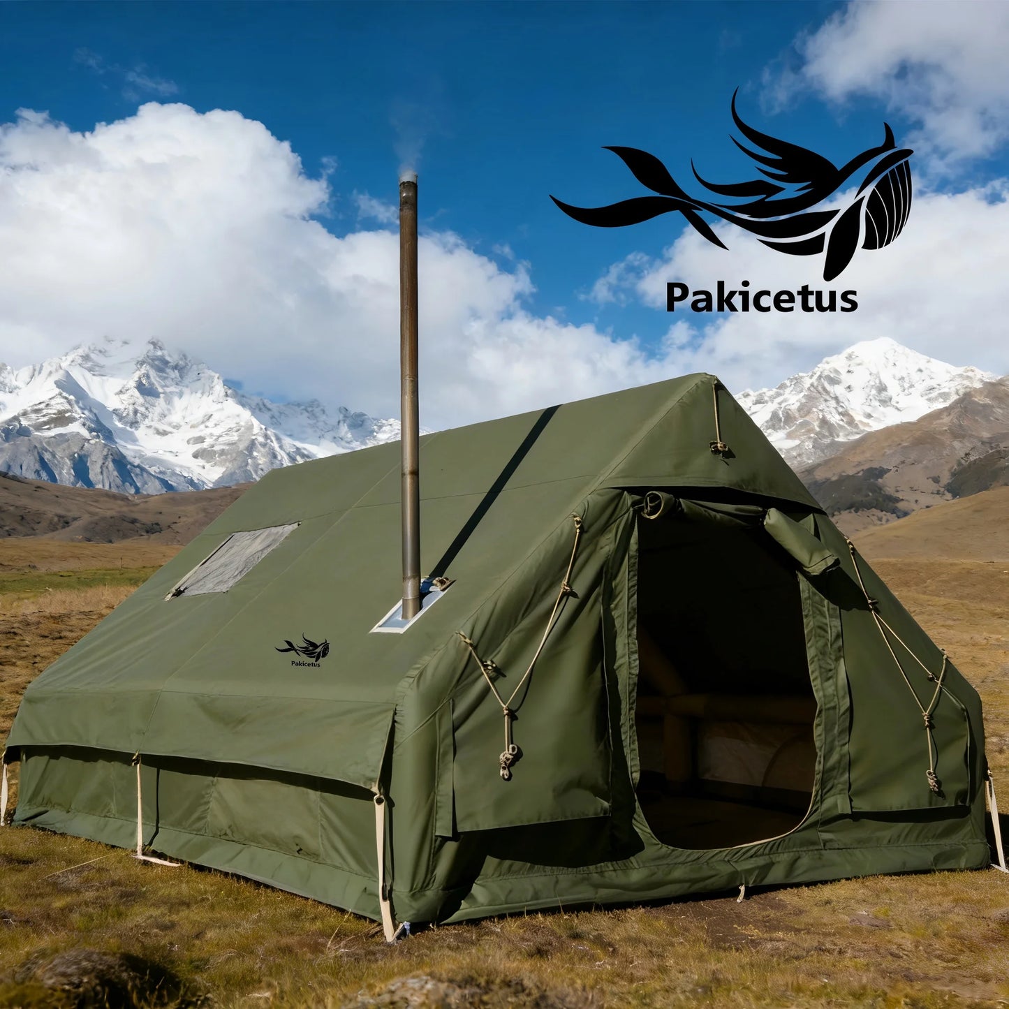 Tente de camping gonflable PAKICETUS pour 4 à 8 personnes avec fenêtres, tente de camping portable résistante à l'eau