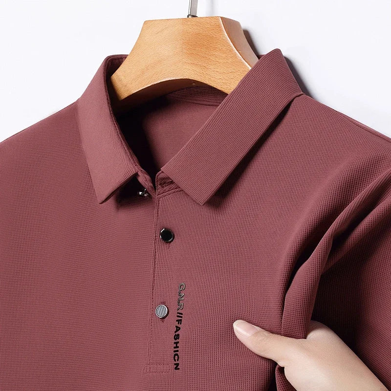 Polo à manches courtes pour hommes, couleur unie, respirant, confortable, élastique, nouvel arrivage, Style Business décontracté