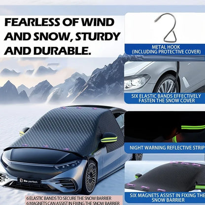 Housse de protection contre la neige Automobile pour pare-brise avant, protection contre la neige à aspiration magnétique antigel et anti-gel, housse de voiture
