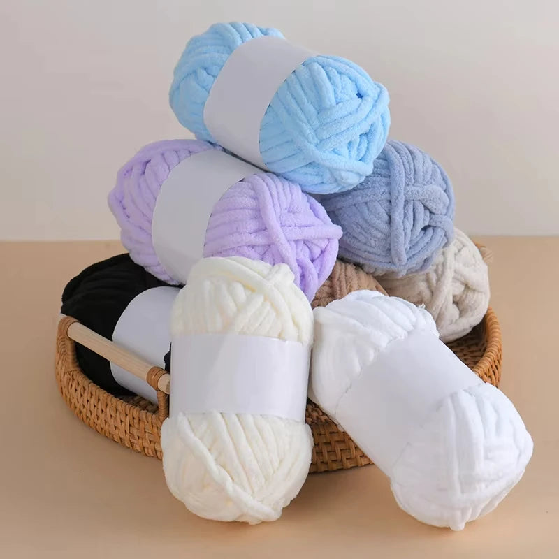 Fil de fil de soie coloré, 50g/boule, fil de laine grossière, Chenille, fil épais à tricoter à la main, anti-boulochage, écharpe au Crochet, couverture