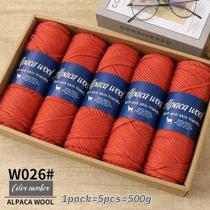 Fil de laine d'alpaga 500g, fil grossier, tissé à la main pour fabriquer des pulls chauds et à la mode, coupe-vent, vestes, foulards, chapeaux, fils