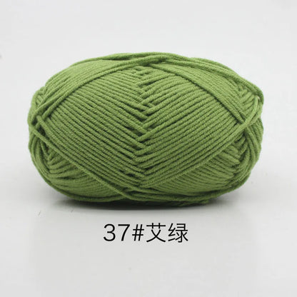 40-50 جم/المجموعة خيوط قطنية حليبية 4 طبقات (80%) للحياكة، صبغة لانا لعمل الكروشيه اليدوي، سترة قبعة دمى بسعر منخفض