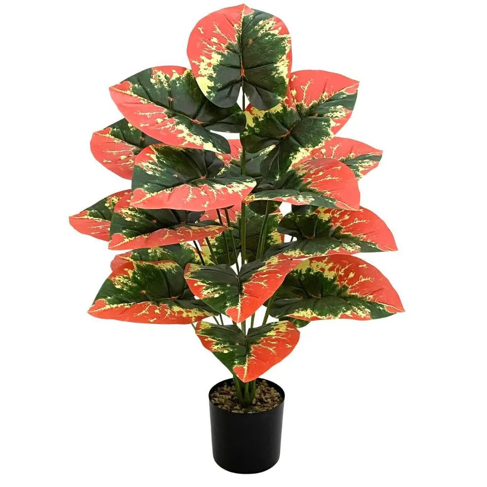 Plantes tropicales artificielles bloquant les couleurs, avec 24 feuilles, fausses plantes ornementales pour vacances, maison, bureau, décoration extérieure, 1 pièce