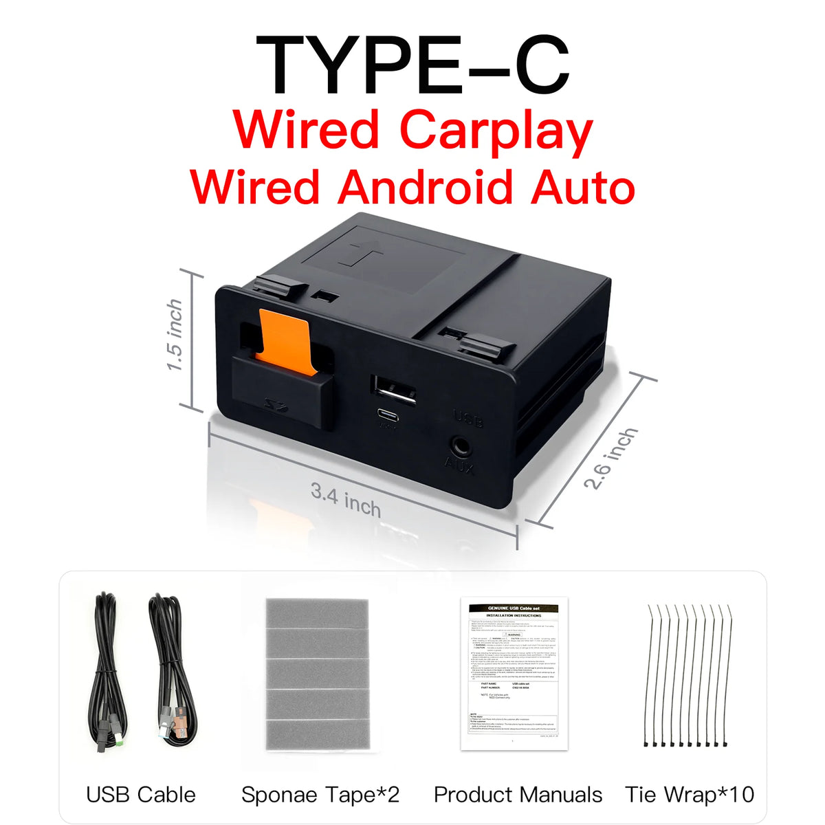 Adaptateur CarPlay Android Auto sans fil de type C, hub UBS, OEM pour Mazda 2, 3, 6, CX3, CX5, CX8, CX9, MX5, kit Demio ata MiTK78669U0C