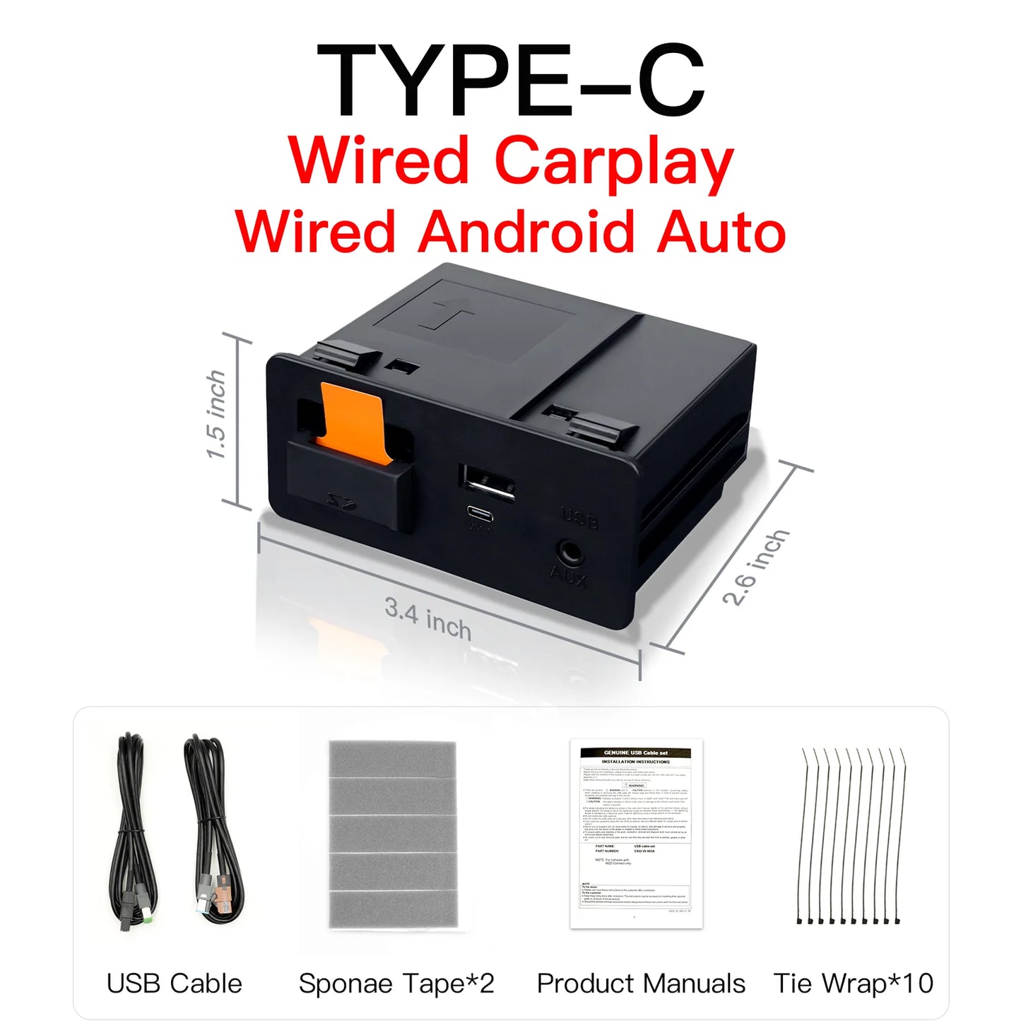 Adaptateur CarPlay Android Auto sans fil de type C, hub UBS, OEM pour Mazda 2, 3, 6, CX3, CX5, CX8, CX9, MX5, kit Demio ata MiTK78669U0C