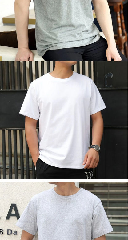 2 pièces 100% coton solide t-shirts hommes et femmes à manches courtes blanc t-shirts décontracté respirant ample col rond T-shirt Couple hauts
