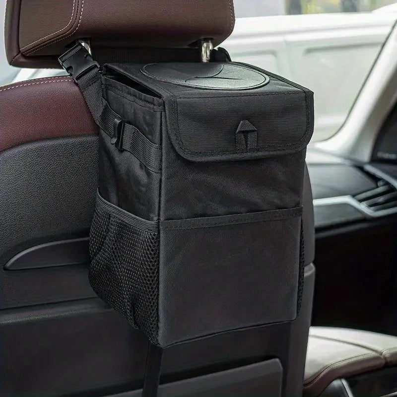 Poubelle de voiture avec couvercle – Organisateur étanche 100 % étanche avec poches de rangement