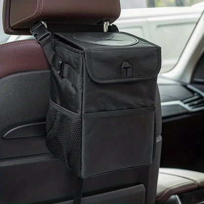 Poubelle de voiture avec couvercle – Organisateur étanche 100 % étanche avec poches de rangement