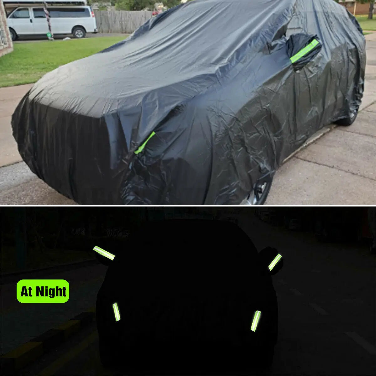 Qualité universelle SUV/berline couverture de voiture complète noir Durable extérieur imperméable soleil pluie neige Protection UV voiture fermeture éclair conception M-XXL