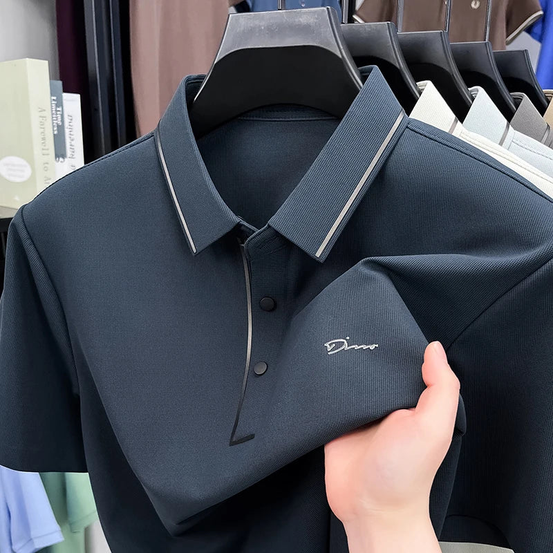 T-shirt à manches courtes pour hommes marque de luxe légère polo populaire haut confortable et soyeux respirant et décontracté 2025 été