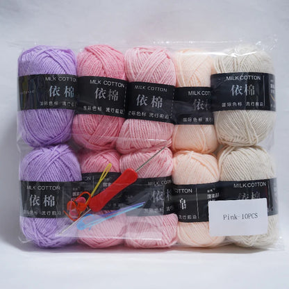 Nouveau 10 pièces série rose fil lait coton fil combinaison Crochet tricot fil ensemble pour bricolage à la main artisanat pull écharpe tricot