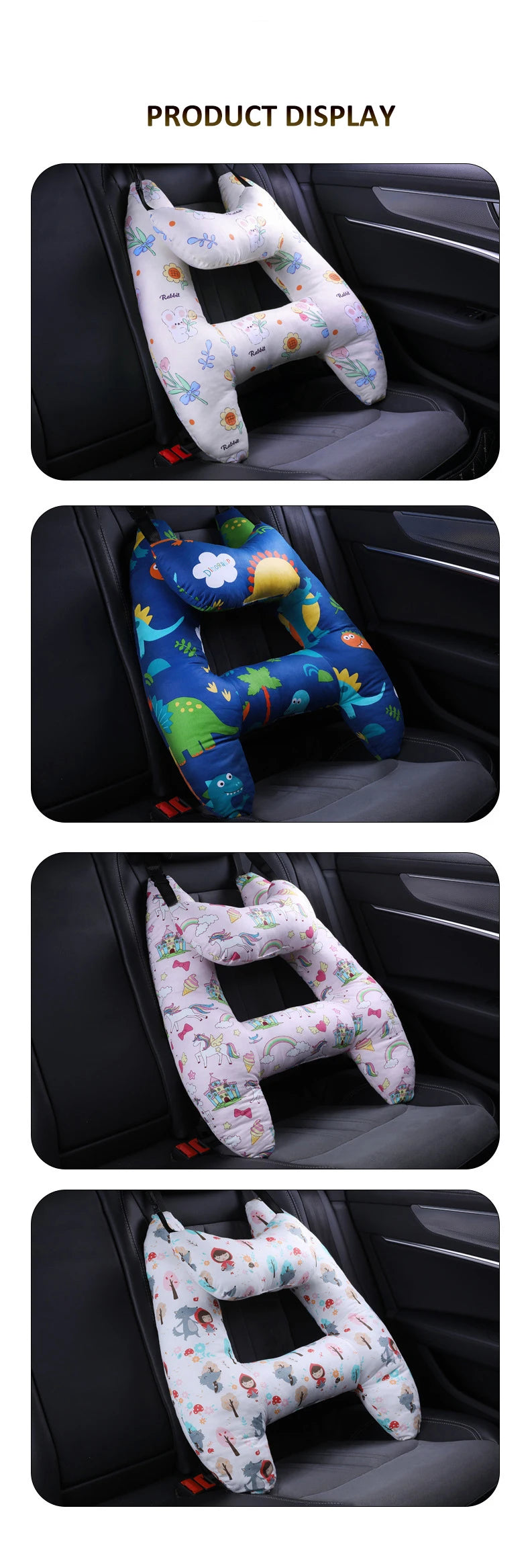 Cute Animal Pattern Kid Neck Head Support, U-Shape Children Travel Pillow Cushion for Car Seat, Safety Neck Pillow for Kids