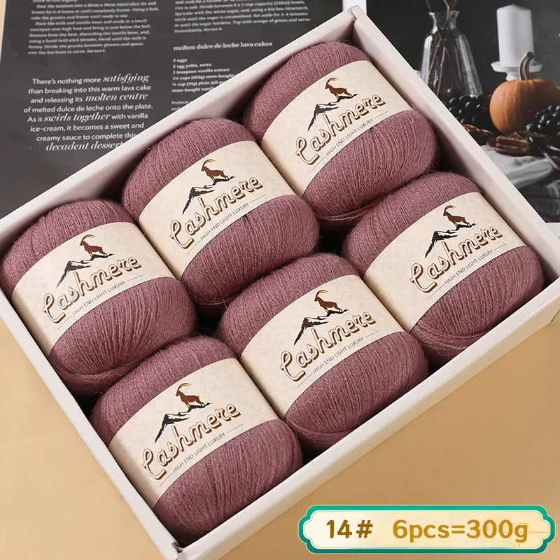 Fil de laine fine pure cachemire 300g, matériel de bricolage tissé à la main, aiguilles à tricoter, pulls chauds, pulls, foulards, boules de fil