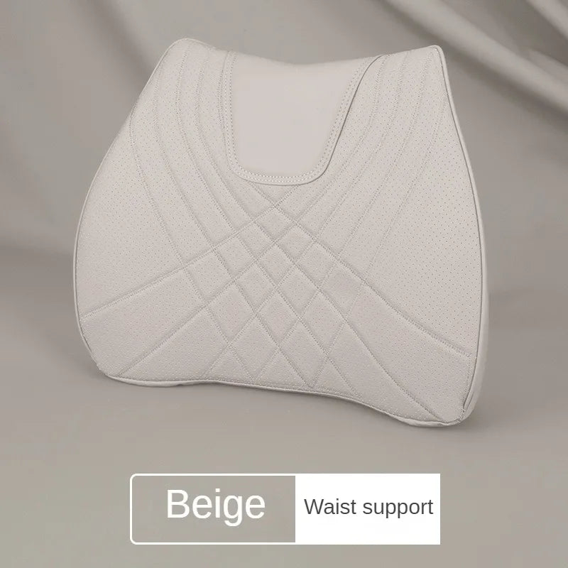 Ensemble d'oreillers pour appui-tête de voiture, couture en cuir, Support de taille lombaire, mousse à mémoire de forme, coussin de protection du cou, accessoires, nouvelle collection