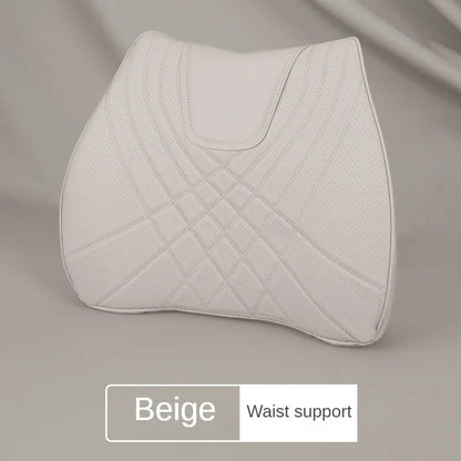 Ensemble d'oreillers pour appui-tête de voiture, couture en cuir, Support de taille lombaire, mousse à mémoire de forme, coussin de protection du cou, accessoires, nouvelle collection