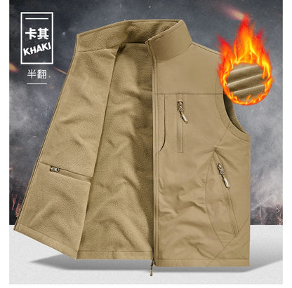 Gilet d'extérieur pour hommes, nouvel article d'automne et d'hiver avec plusieurs poches, vêtements Double face et gilet en velours, gilet ample surdimensionné