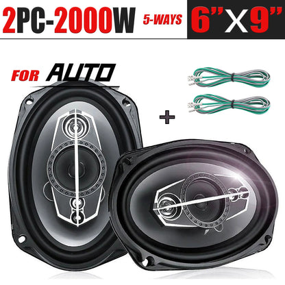Haut-parleurs stéréo pour voiture, 6x9 pouces (2x100W) 2000W, 5 voies, connexion coaxiale Audio haute résolution, conception universelle encastrée avec contrôle par application