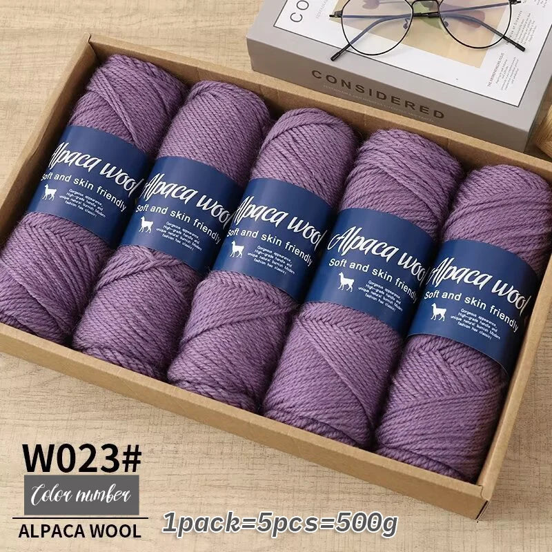 Fil de laine d'alpaga 500g, fil grossier, tissé à la main pour fabriquer des pulls chauds et à la mode, coupe-vent, vestes, foulards, chapeaux, fils