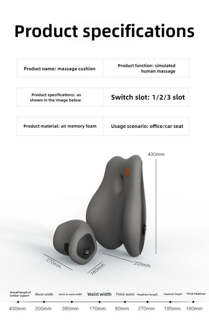 Car Electric Massage Headrest Lumbar Support Vibration Waist Lumbar Neck Pillow Backrest Cushion Car Seat Interior Accessories