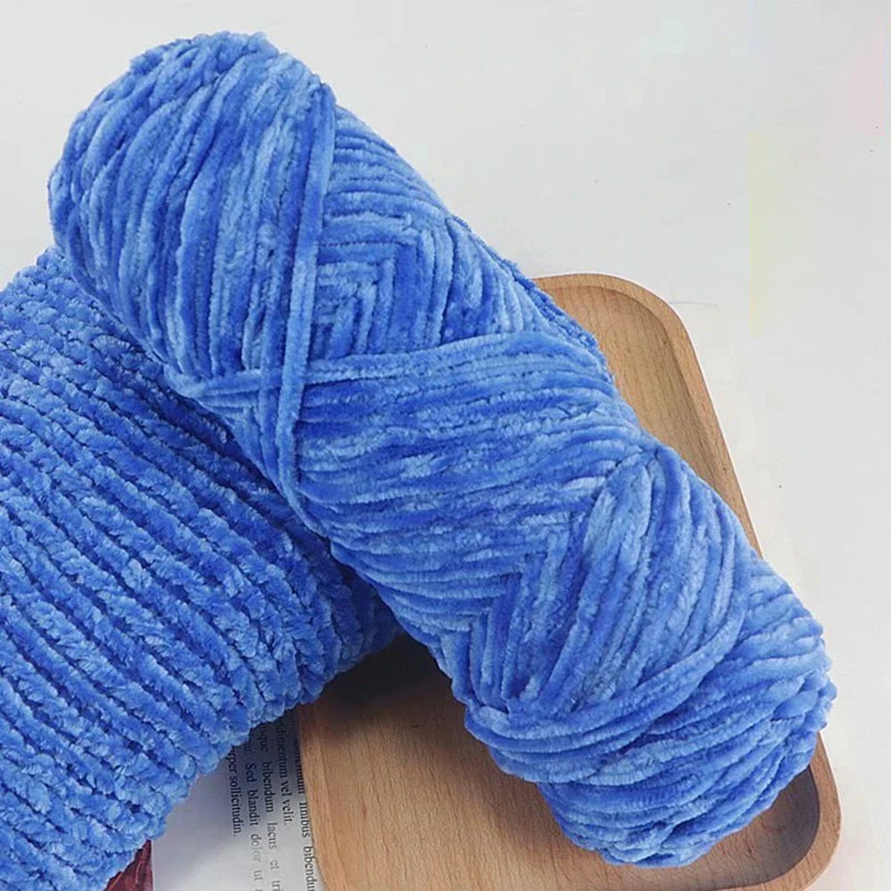 Fil de velours doux en Chenille, mélange de laine tricotée au Crochet, écharpe faite à la main, manteau, couverture et chapeau pour bébé, 95g