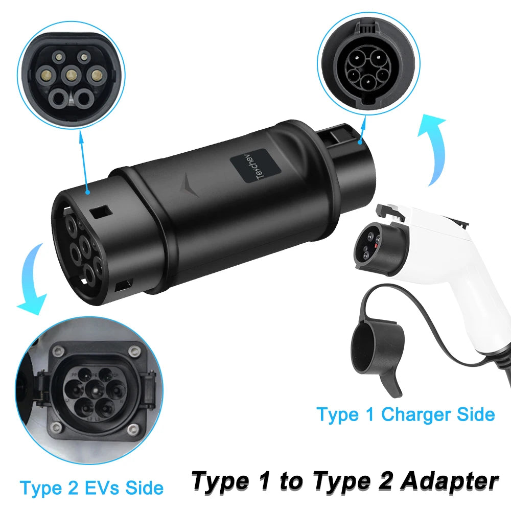 Adaptateur de Type 1 à Type 2, chargeur de véhicule électrique, adaptateur AC de Type 2 à Type 1, convertisseur de charge GB/T EVSE pour voitures électriques