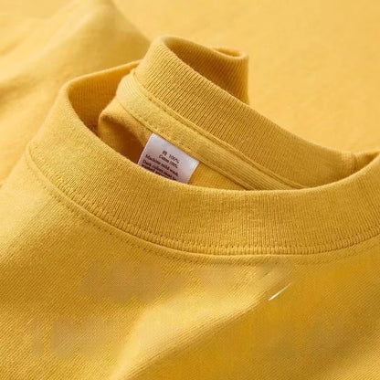 T-shirt à manches courtes en pur coton épais Tianqing couleur été coupe ample unisexe basique Sle confortable respirant décontracté...
