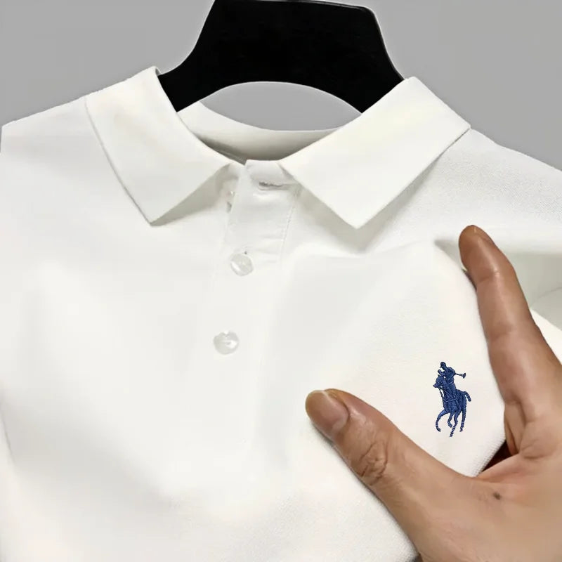 تيشيرت بولو رجالي ماركة، بأكمام قصيرة، مطرز بشعار الحصان، تصميم علوي 2025، صيفي جديد، مريح، مسامي، كاجوال للأعمال، فاخر