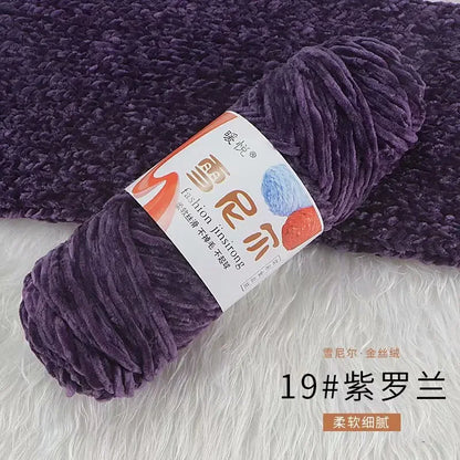 Fil de Velours en Polyester Mélangé de Coton Chenille, Crochet Ogo Doux pour Bébé, Fil Optique pour Écharpe, Bricolage Fait à la Main, 100 g/Rouleau