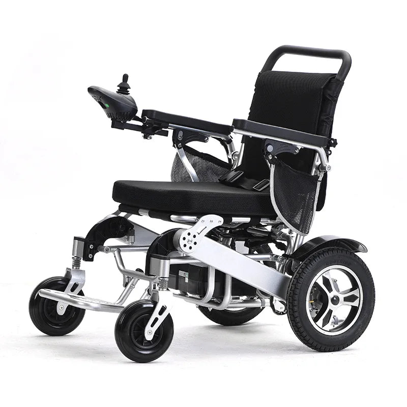 Fauteuil roulant électrique pliant automatique léger, cadre en alliage d'aluminium, avant et arrière