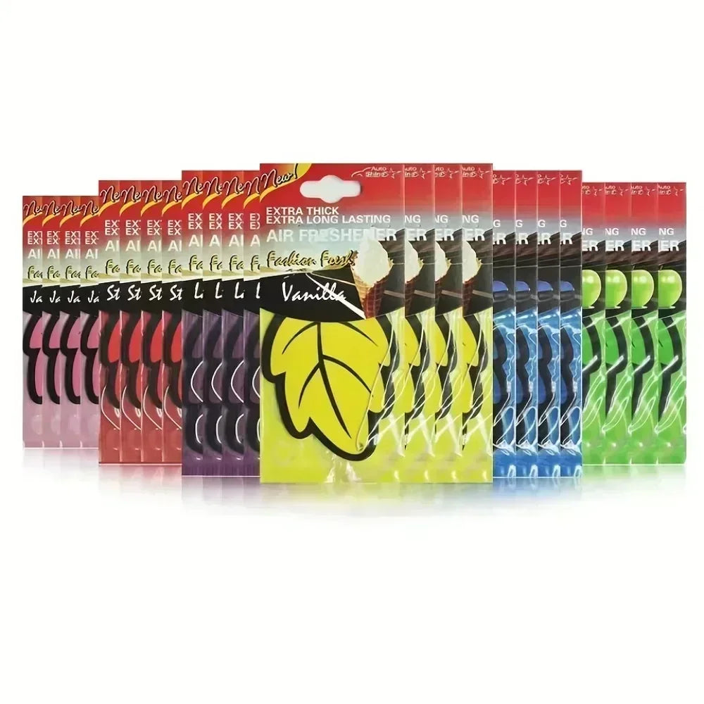 Désodorisant de voiture en papier de thé parfumé naturel, 3 à 60 pièces, parfum de vanille suspendu automatiquement en forme de feuille, accessoires d'intérieur de voiture