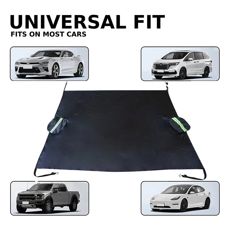 Couverture universelle de pare-brise avant de voiture en tissu Oxford, couverture de pare-brise de voiture avec bande réfléchissante, couverture de neige d'hiver
