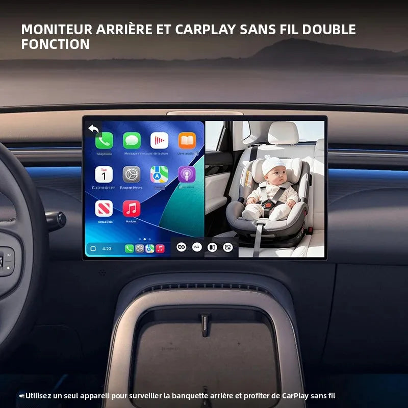 Ottocast Cabin Care Adaptateur Carplay sans fil Caméra de voiture pour bébé pour siège arrière 1080P 150 °   Moniteur de siège arrière à vision nocturne grand angle