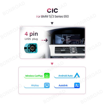 Autoradio Android avec Écran et Lecteur de Limitation pour Voiture BMW Série 5/3, E60/E61/E62/E63/E90/E91/E92/E93/M3, Masque CCC CIC
