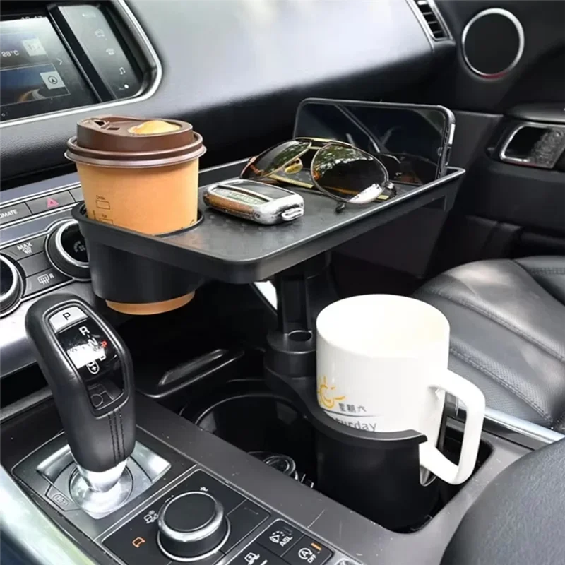 Plateau porte-gobelet universel pour voiture de haute qualité - 360 °     Organisateur rotatif réglable à double tasse