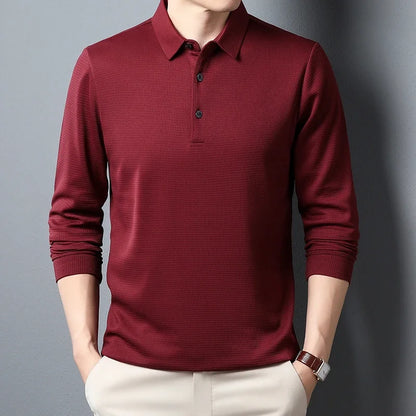 Chemise à manches longues pour hommes, Polo décontracté, couleur unie, à la mode, respirant, confortable, polyvalent, nouvelle collection