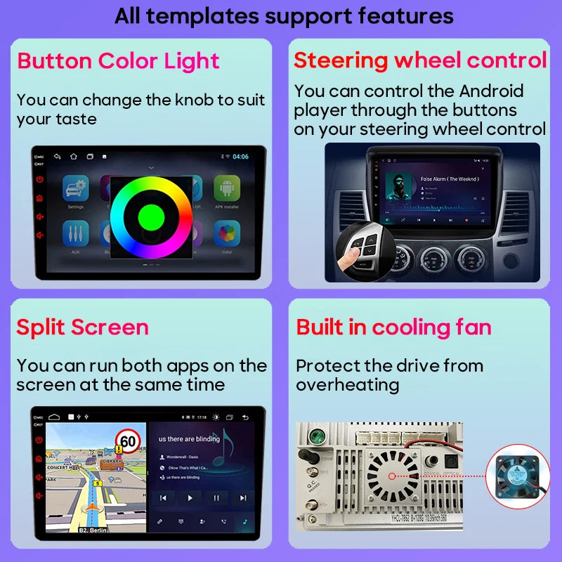 Android 16 universel 9/10 pouces autoradio CarPlay autoradio Android Auto GPS lecteur multimédia 2 DIN WiFi lecteur QLED écran BT