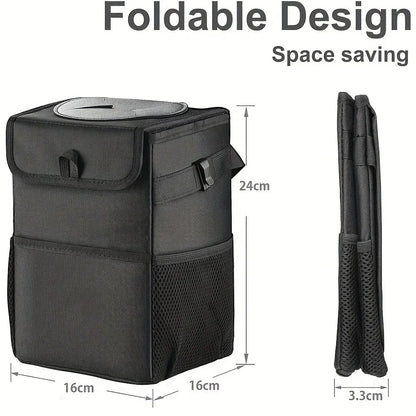 Poubelle de voiture pliable anti-déversement - 360 °   Support rotatif avec sac en maille anti-odeur, organisateur SUV/camion pour les voyages sur route