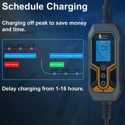 Fey123-Chargeur EV portable Vope2, boîtier mural EVSE, charge de synchronisation intelligente, contrôle du courant réglable, Wi-Fi, maison et extérieur, 32A, 7KW