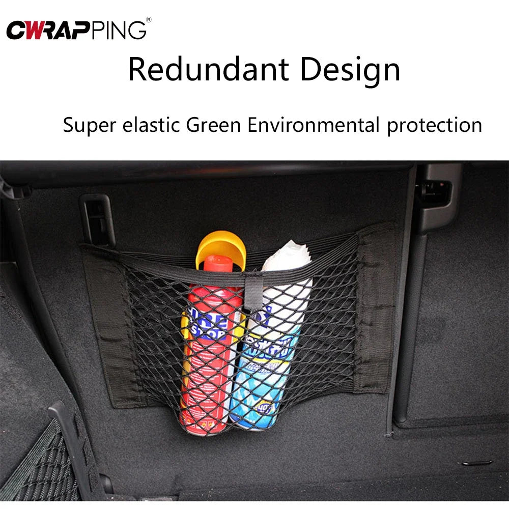 Filet de rangement pour siège arrière de voiture, sac de rangement, maille arrière, sangles élastiques réglables, véhicule antidérapant pour SUV berline, outils d'intérieur automobile