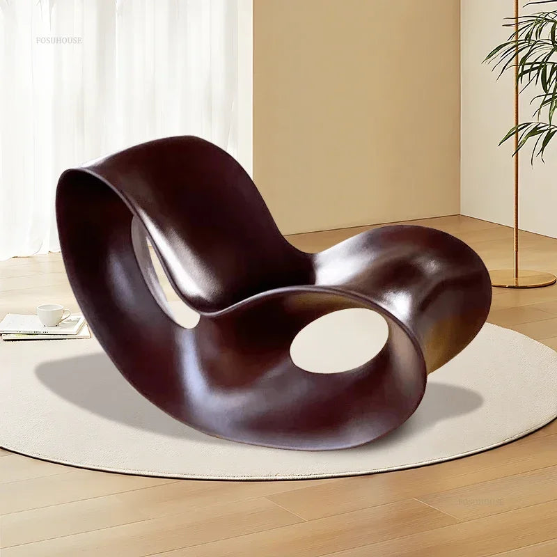 Chaise longue en plastique légère et luxueuse, Chaise à bascule d'extérieur moderne, créative, paresseuse, pour loisirs, maison, balcon, salon