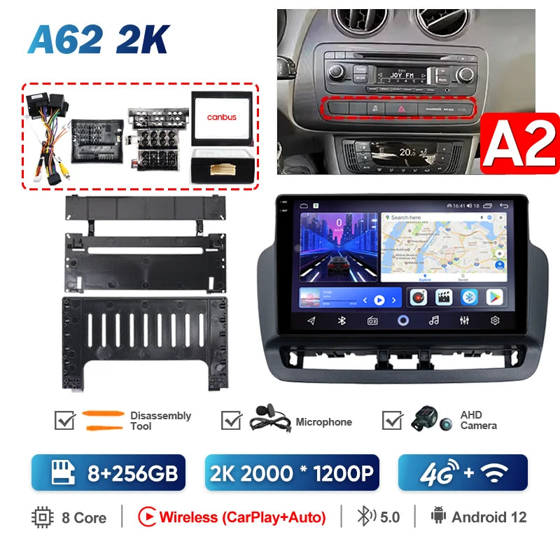 Pour Seat Ibiza 2012 2013 2014 2015 Android Auto Carplay Radio voiture lecteur vidéo multimédia GPS Navigation QLED écran tactile 4G